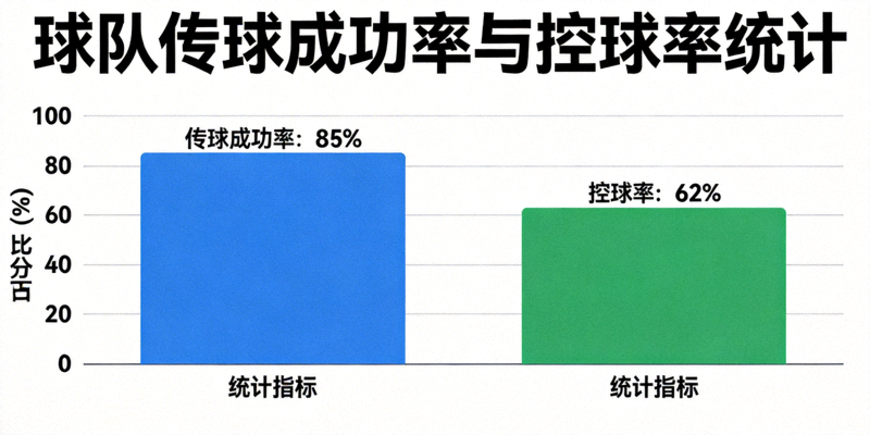 数据统计图表展示球队传球成功率和控球率